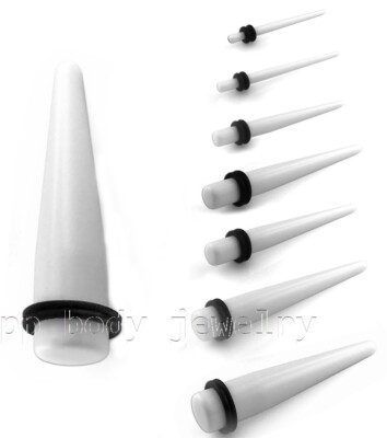 White Acrylic Stretcher Taper with O-Rings White Acrylic Stretcher Taper with O-Rings