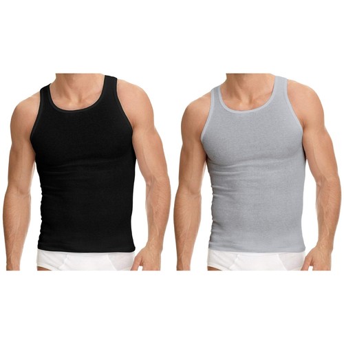 3/6-Piece Men's Soft Classic Cotton Soft Ribbed Slim-Fitting Summer Tank Tops - Picture 6 of 24