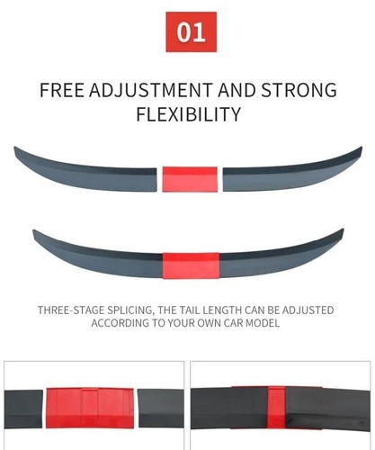 3PCS Universal Car Spoiler ABS Trunk Tail Rear Wing Spoiler 115-125cm Adjustable - Picture 2 of 11