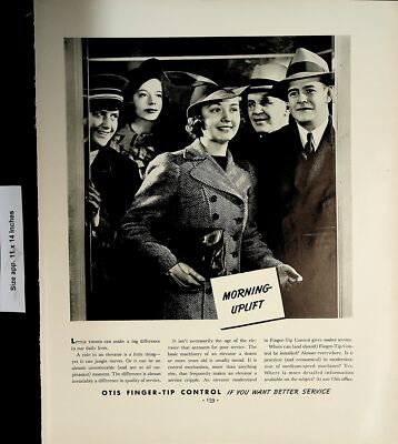 1937 Finger Tip Control Elevator Buttons Otis Elevator Vintage Print Ad 5020