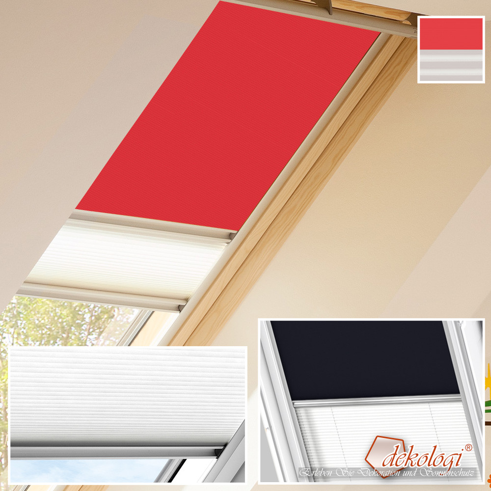 Original Velux Verdunklungs Rollo + Plissee Duo System GGL GGU 4572 Rot Original Velux Verdunklungs Rollo + Plissee Duo System GGL GGU 4572 Rot
