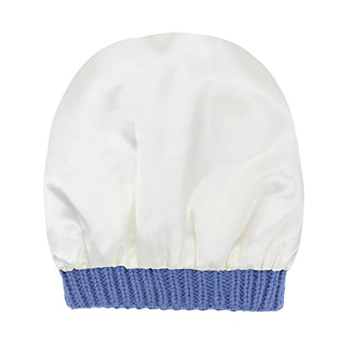 Satin Lined Beanie Winter Warm Womens Beanie Cable Knit Winter One Size Blue - Picture 5 of 6