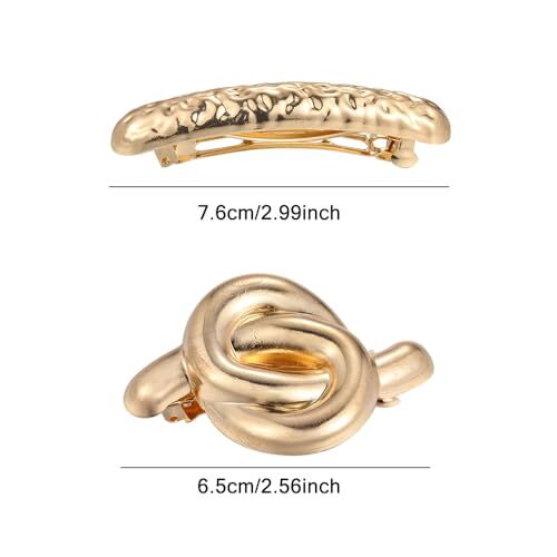 Metal Hair Ties, Gold Hair Cuffs, Metal Geometric Elastic Hair Gold Knotted - Picture 6 of 6