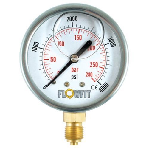 63mm Glycerine Filled Hyd Pressure Gauge 0-3000 PSI (207 BAR) 1/4" BSP BASE Entr - Picture 1 of 4