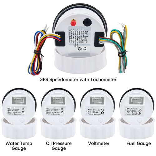 5 Gauge Set 85mm GPS Speedometer 120MPH With Tacho&52mm 4 Gauge With Sensor US - Picture 18 of 23