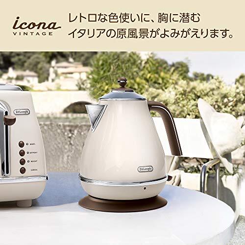 Delonghi Electric kettle KBOV1200J-BG 1.0L ICONA Vintage Dolce Beige AC100V - Picture 5 of 6