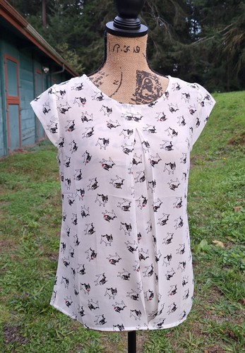 SM Wardrobe Sheer Top Boston Terrier Print Capped Sleeveless – Clearance - Picture 2 of 5