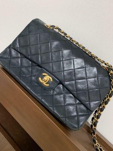 CHANEL-Matelasse-W-Flap-Chain-Shoulder-Bag-Lambskin-Used