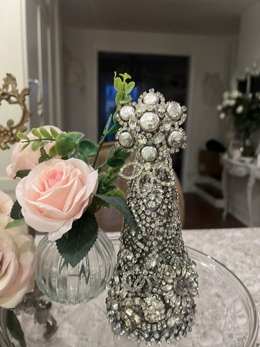 Antique Vtg Rhinestone Tree OOAK Hand Made Jeweled Christmas. - Picture 15 of 22