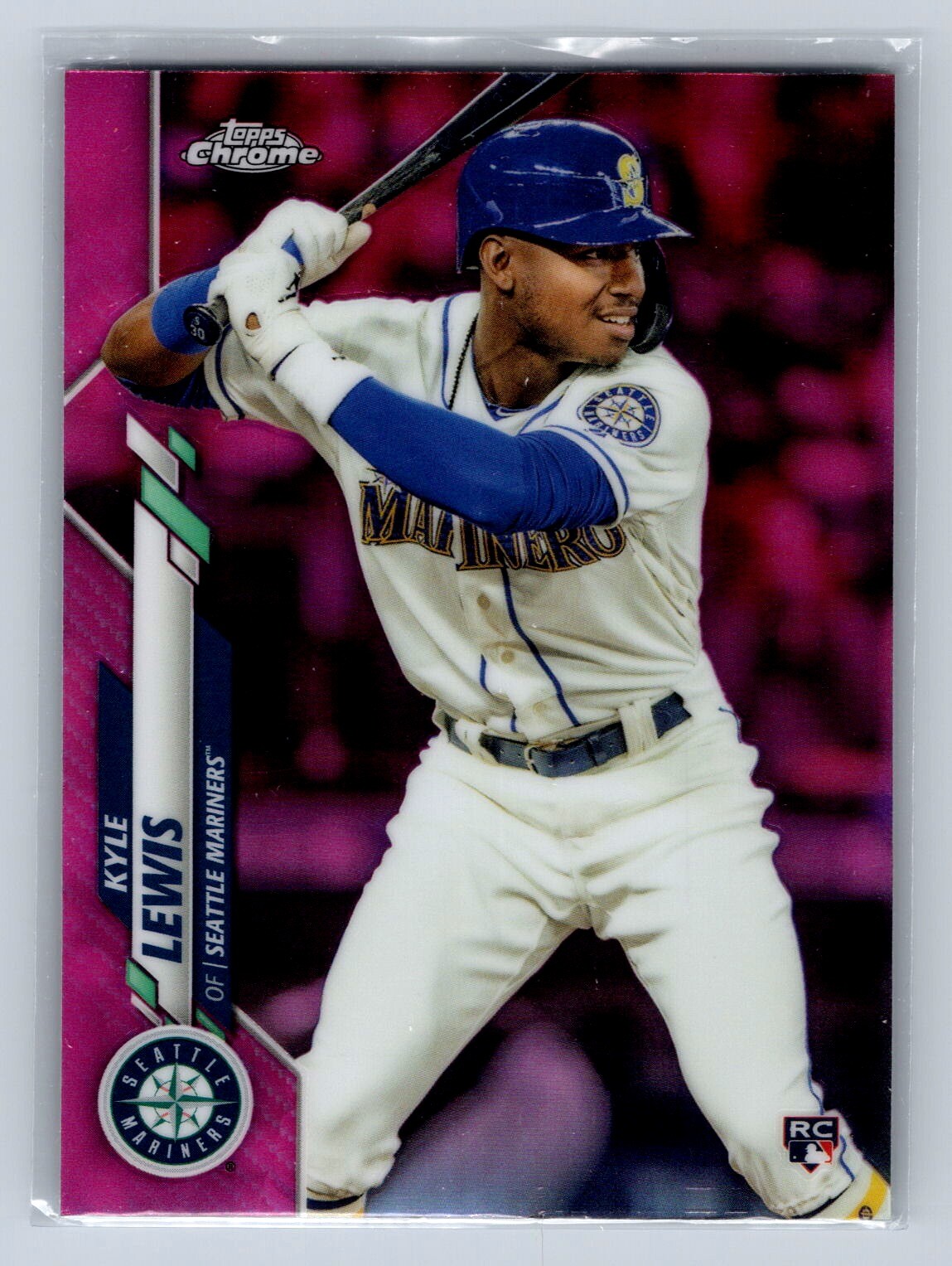 2020 Topps Chrome #186 Kyle Lewis Pink Refractor Seattle Mariners