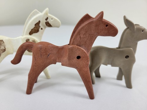 Playmobil Geobra Figures Horses Palamino & Brown + Donkey 1974 1988 Lot Of 4 - Picture 3 of 12