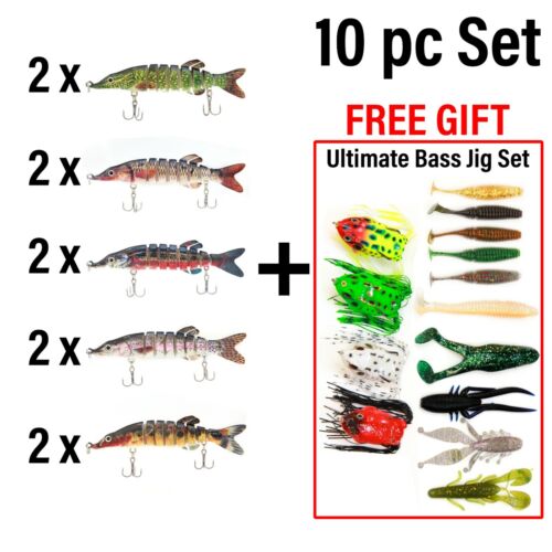Fishing Lure Bait Segment Crankbait Swimbait Fish Lures Bass Hook Robotic - Picture 34 of 35