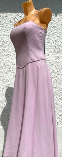 D'ZAGE BRIDESMAID Corset Dress Ball Gown Prom UK 12 pink chiffon beading formal - Picture 2 of 10