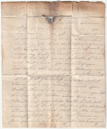1840 NEWTOWN RED TOO LATE CHATTY LETTER TO OHIO USA H/S 'RETURNED FOR POSTAGE' - Picture 2 of 4