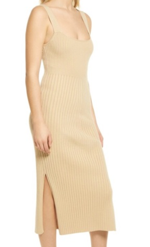 WAYF, Gillian Ribbed Tank Dress In Khaki, XS-NWT - Picture 2 of 4
