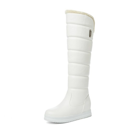 Damen-Winterstiefel Schnee versteckter Keilabsatz kniehoch Fleece gefüttert flache Form - Bild 3 von 15