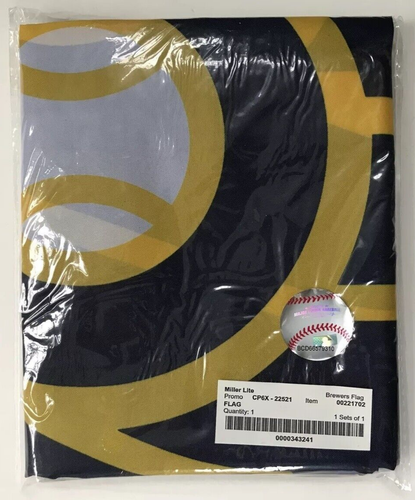 2020 MILWAUKEE BREWERS MILLER LITE BEER FLAG BANNER 30X48 PROMO CP6X-22521 NIP - Picture 2 of 8