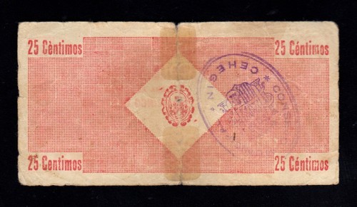 F.C. CEHEGIN (MURCIA) , 25 CENTIMS , B/C , ROTO , PEGADO CON CELO . - Imagen 2 de 2