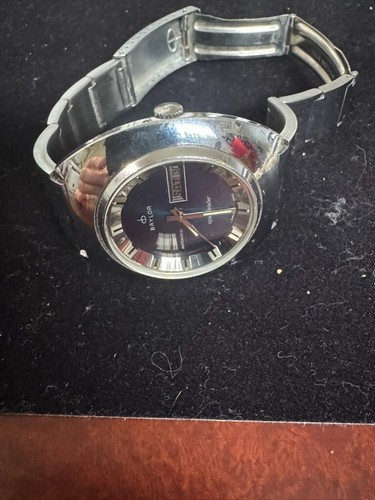 Vintage Baylor Spaceleader Day Date Edelstahl Automatik Uhr blaues Zifferblatt - Bild 7 von 7