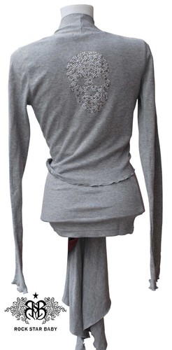 Rock Star Baby Cardigan Glamour Glitter Skull Light Gray Size M 02-02 #B25 - Picture 2 of 3