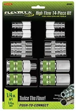14PC LEGACY FLEXZILLA PRO HI FLO AIR HOSE QUICK COUPLER FITTING SET A53458FZ