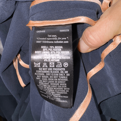 Ted Baker Corabel Navy Blue Modal Lightweight Trench Coat 3/4 Sleeves | Ted Bake - Picture 8 of 8