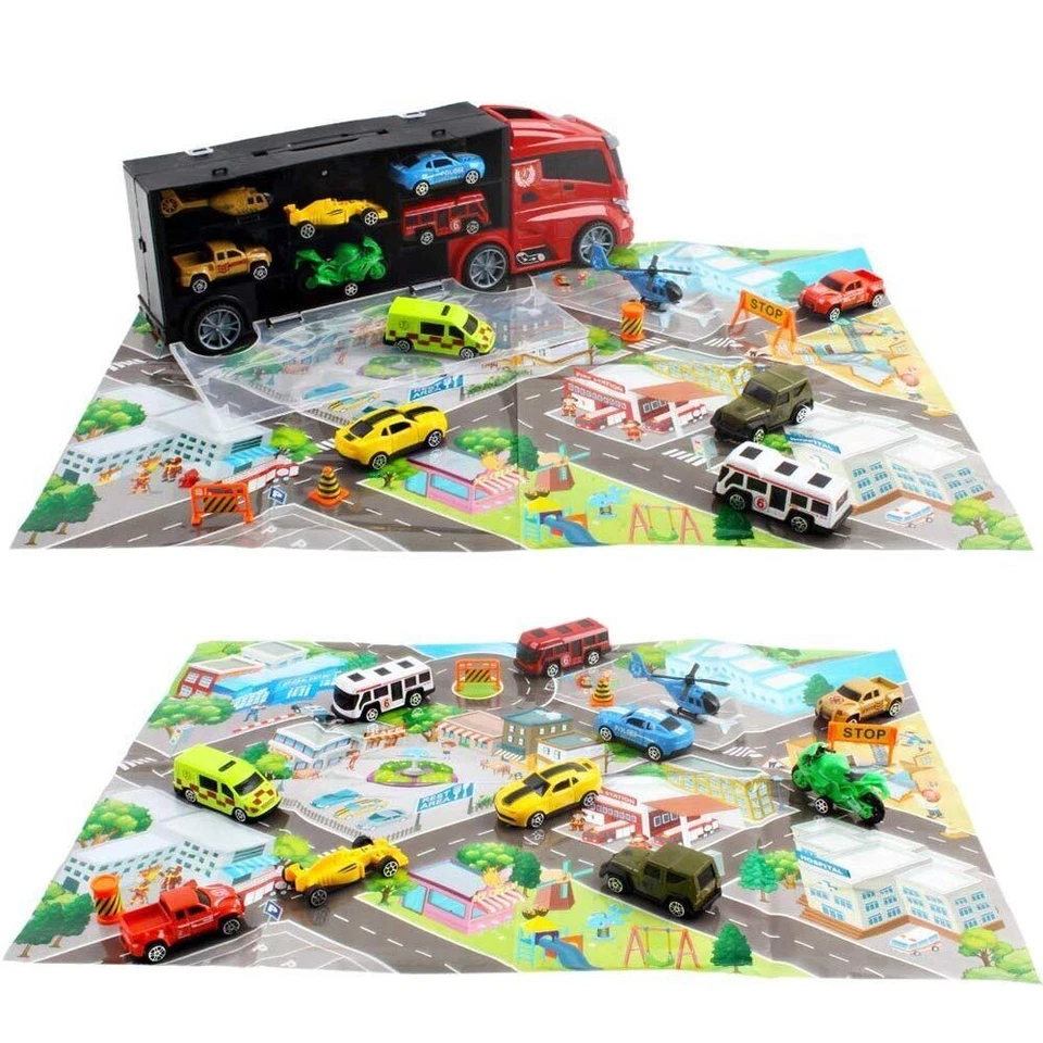 Camion Bisarca Porta Auto con 6 Macchinine Giocattolo Bambini Idea Regalo - Immagine 4 di 4