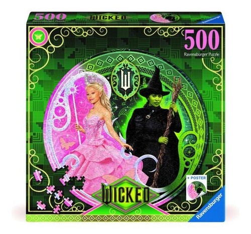 Ravensburger Wicked the Movie Circular 500 Piece Jigsaw Puzzle Glinda Elphaba - Picture 1 of 4