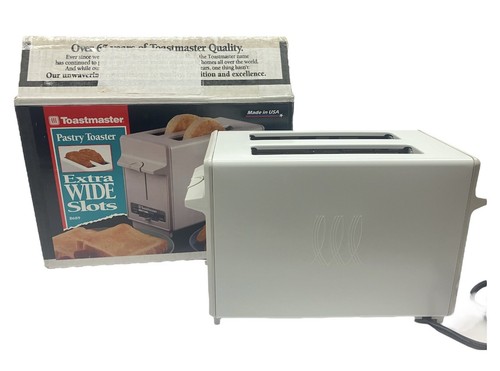 Vintage Toastmaster Extra Wide Slot White Toaster B689 Bagel Pastry USA Box VGC