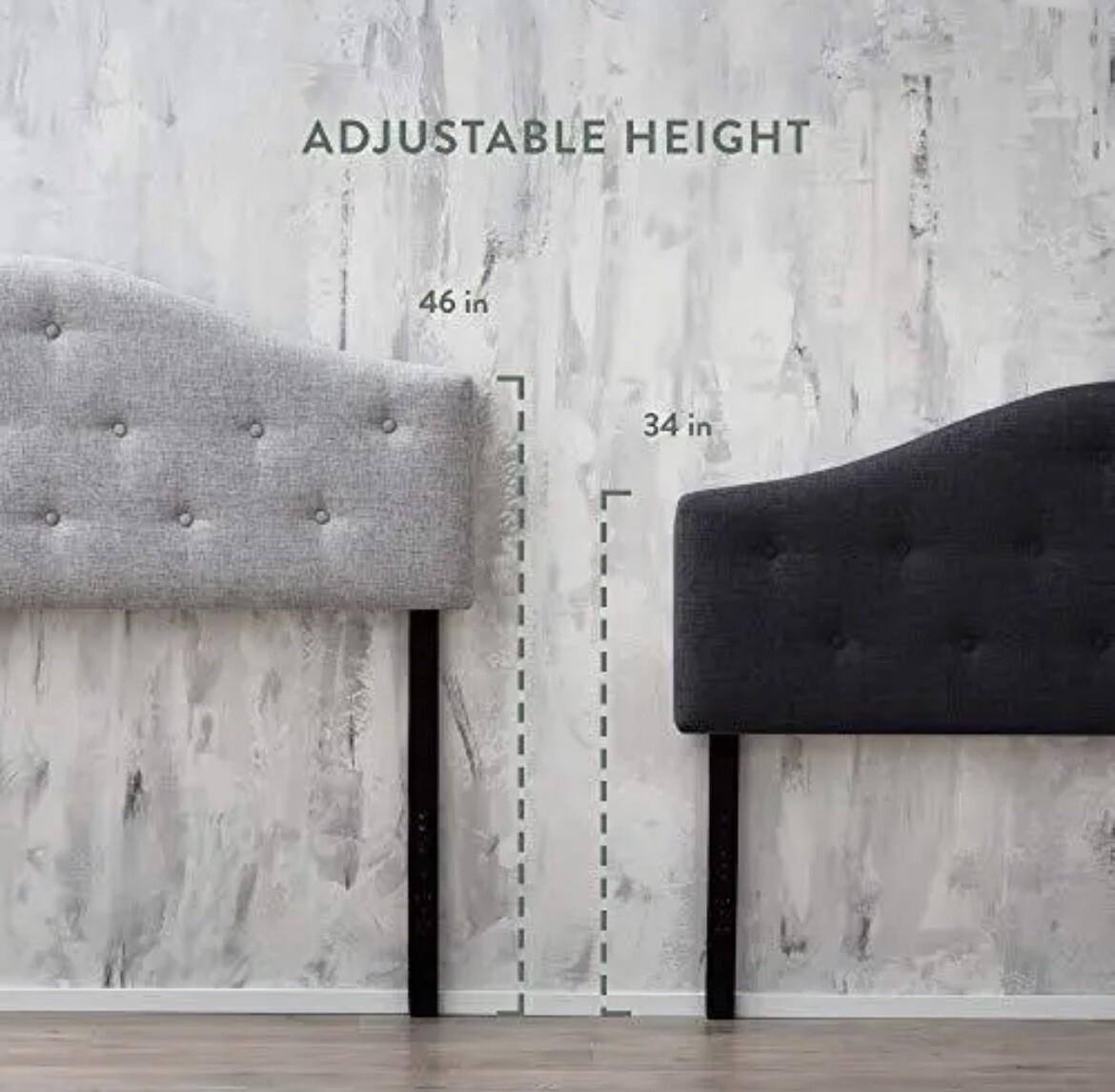 NEW Tufted Upholstered Fabric Full/Full XL Size Arched Headboard - Charcoal - Picture 4 of 5