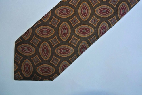 Brown Burgundy Foulard PIERRE CARDIN Silk Tie - Picture 5 of 8