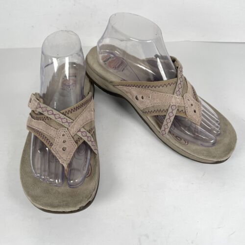 Earth Spirit Sandals Womens Size 8.5 Taupe Suede Strappy Casual Comfort Shoes - Picture 2 of 10