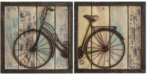 Rustic Metal Bicycle Wall Decor Art Set Of 2 Home Vintage Distressed Image Is Loading Rustic Metal Bicycle Wall Decor Art Set Of