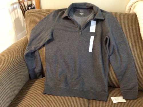 Croft & Barrow Small Coal Gray Soft Fleece Zippered Polo 1/4 Zip Sweatshirt NWT - Picture 7 of 9