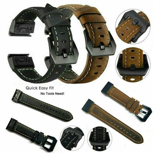 Correa de cuero de ajuste rápido para Garmin Fenix 6 6X Pro 5 5X Plus 7 7S 7X - Imagen 8 de 26