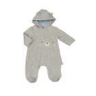 One Piece Babygrow Long Sleeve Quilted Hooded Romper Casual Grey Baby Boys 1813