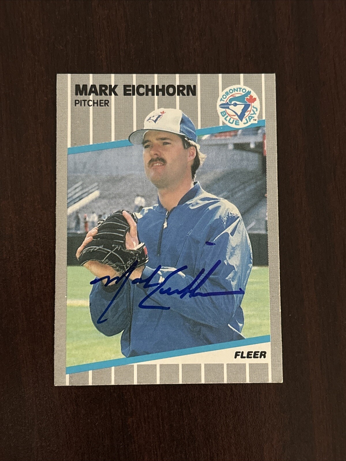 Mark Eichhorn Signed 1989 Fleer #230 Card Toronto Blue Jays Signed Auto