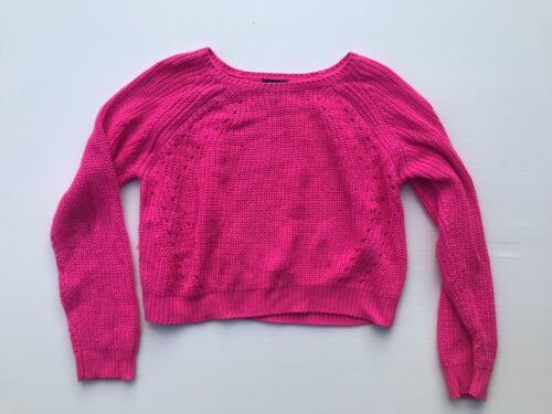 Bardot Hot Pink Barbie Crop Jumper Knit 6 10 Fluro Bright Winter Fashion Glam - Picture 2 of 9