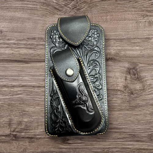 7" LONGHORN KNIFE POUCH BELT LOOP CLIP HOLSTER LEATHER WESTRN UNIVERSAL #EH12303 - Picture 37 of 38