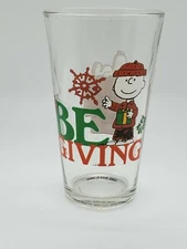 Peanuts Tall Glass Charlie Brown Snoopy Christmas 2016 Worldwide LLC ICup 