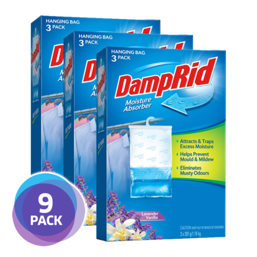 DampRid Hanging Bag Moisture Absorber - Lavender Vanilla Scent Damp Rid 3 6 PACK - Picture 3 of 10