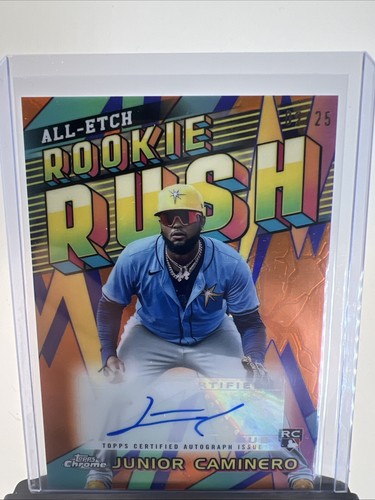 2024 Topps Chrome Junior Caminero All-Etch Rookie Rush Auto Orange Refractor /25 - Picture 1 of 2