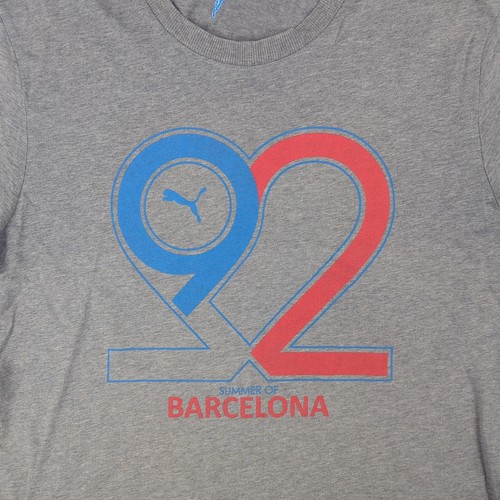 Puma Barcelona Summer 92 Olympics Grey Large T-Shirt Y2K Tee - Picture 2 of 7