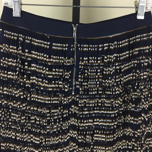 ENDLESS ROSE Navy White Orange Lined Tiered Fringe Pull On Skirt Womens sz Small - Picture 6 of 9