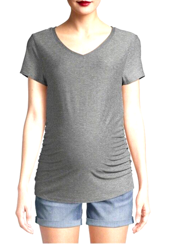 TIME & TRU V-Neck Grey Heather Maternity Soft Jersey Knit T-Shirt XL 16-18 NWT - Picture 3 of 6