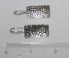 Silpada Hammered Pebbled Rectangle Sterling Silver Earrings w/ Locking Wires