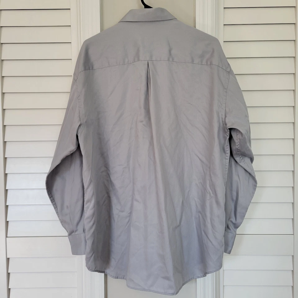 Camisa de vestir Crazy Horse Claiborne para hombre 16 32 33 gris satén manga larga Foto 2 de 4
