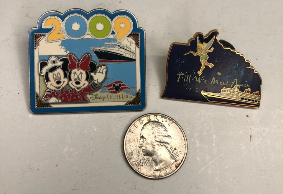 Prendedor de solapa comercial Disney Cruise Line 2009 Mickey & Minnie Plus Tinkerbell 2008 Foto 2 de 4