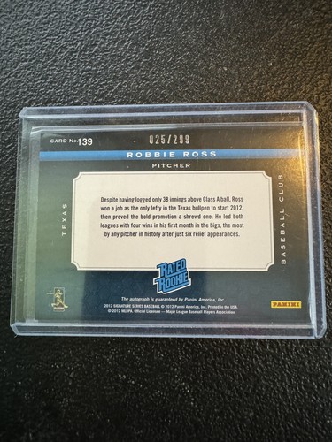 2012 Panini Signature Series - Rated Rookie Autograph #139 Robbie Ross /299 (AU, - Picture 2 of 2