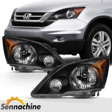 Fits 2007-2011 Honda CR-V Black Headlights Complete Replacement 07 08 09 10 11
